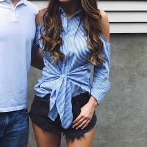 Renamed striped button down tie top